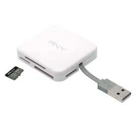 PNY Lector de Tarjetas de Memoria SD y Micro SD USB Plug & Play, Compatible con Windows, Mac y Linux con 1 Año de Garantía