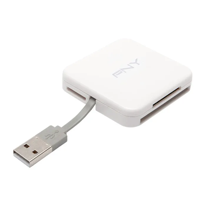 PNY Lector de Tarjetas de Memoria SD y Micro SD USB Plug & Play, Compatible con Windows, Mac y Linux con 1 Año de Garantía