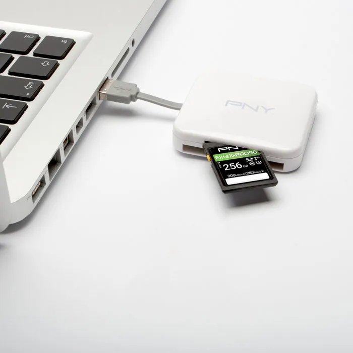 PNY Lector de Tarjetas de Memoria SD y Micro SD USB Plug & Play, Compatible con Windows, Mac y Linux con 1 Año de Garantía