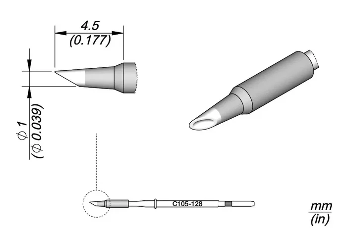JBC TOOLS Punta de soldadura minionda 1mm