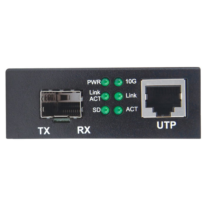 Intellinet 508193 Convertidor de Medios SFP+ a RJ45 10G, 10GB-T a 10GB-R, 10 GbE, 1 Puertos 10GB SFP+ y 1 RJ45, Velocidad hasta 10000 Mbit/s, 100 m, Negro