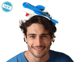 Atosa Diadema de Tiburón de Peluche Azul para Disfraces Acuáticos