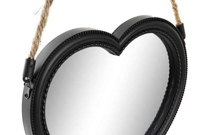 DKD Home Decor Set de 3 Espejos de Corazón Negro