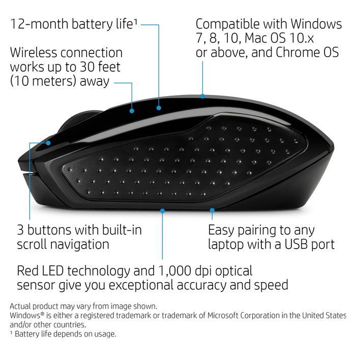 HP Wireless Mouse 200 Negro