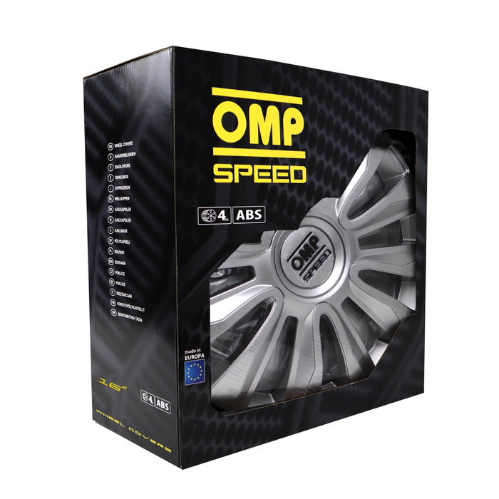 Omp OMPS07011602 Juego 4 Tapacubos Magnum 16 Pulgadas ABS Plata Resistente Antioxidante Instalación Fácil