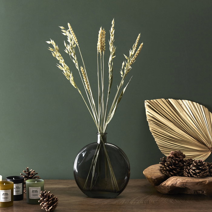 Home Deco Factory Jarrón de vidrio colección Natural 18.5 cm de altura - Color surtido (verde o gris claro)