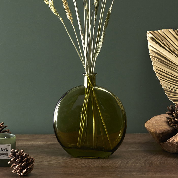 Home Deco Factory Jarrón de vidrio colección Natural 18.5 cm de altura - Color surtido (verde o gris claro)