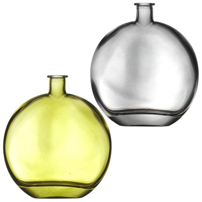 Home Deco Factory Jarrón de vidrio colección Natural 18.5 cm de altura - Color surtido (verde o gris claro)
