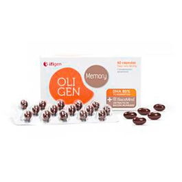 Oligen Memory 60 Cap. Complemento alimenticio para memoria y función cerebral con DHA, Hierro, Zinc y Brahmi