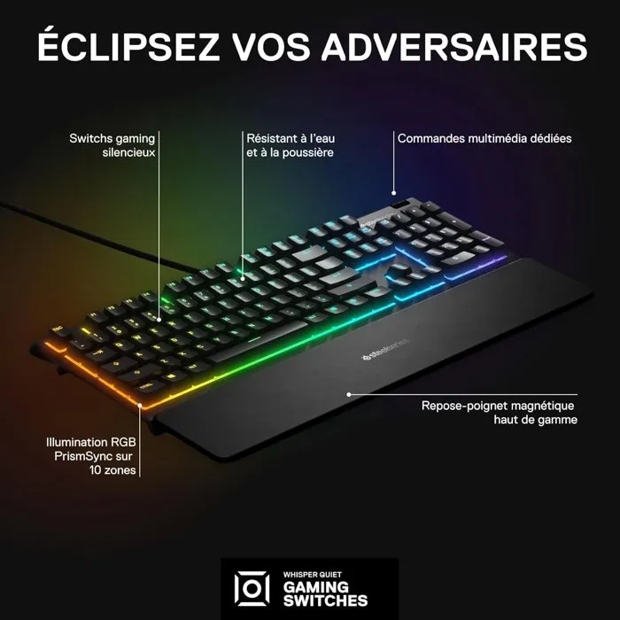 Steelseries Apex 3 Teclado mecánico para juegos ultra silencioso Negro Steelseries Apex 3 Teclado mecánico para juegos ultra silencioso Negro
