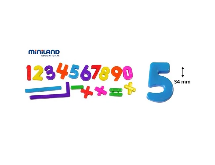 Miniland Juego de Números Magnéticos y Símbolos Matemáticos con Bote de 162 Piezas
