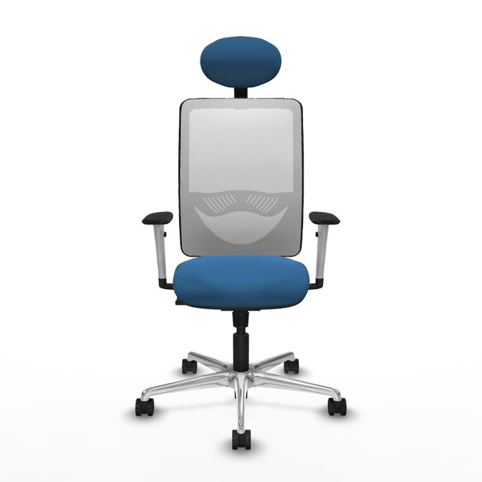 PIQUERAS Y CRESPO Silla de oficina Zulema con mecanismo Sincro, Azul claro y Blanco