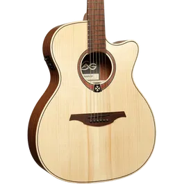 LAG Guitarra Acústica Auditorium Cutaway Tramontane 70 A/E Natural Electroacústica Tapa Maciza de Abeto Engelmann