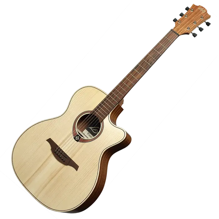 LAG Guitarra Acústica Auditorium Cutaway Tramontane 70 A/E Natural Electroacústica Tapa Maciza de Abeto Engelmann