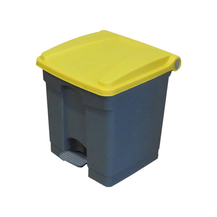 CAMBRO Cubo de basura de 30L con pedal y tapa, base gris y tapa amarilla CAMBRO Cubo de basura de 30L con pedal y tapa, base gris y tapa amarilla