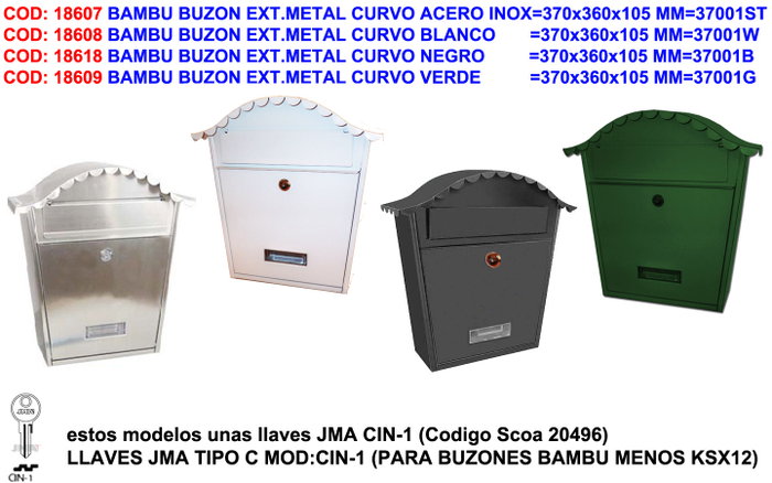 BAMBU Buzón de pared metálico curvo verde BAMBU Buzón de pared metálico curvo verde