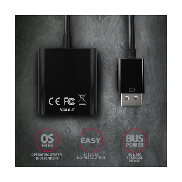 Axagon RVD-VGN Adaptador DisplayPort a VGA WUXGA negro
