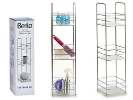 Berilo Estantería Metal Cuadrada 3 Pisos 16x62x16 cm Transparente (Set de 6)