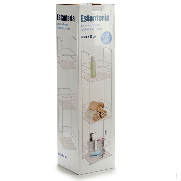 Berilo Estantería Metal Cuadrada 3 Pisos 16x62x16 cm Transparente (Set de 6)