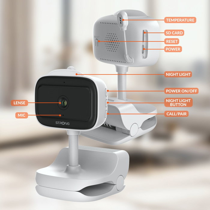Strong DOVY Monitor de Vídeo para Bebés Wi-Fi Blanco y Negro