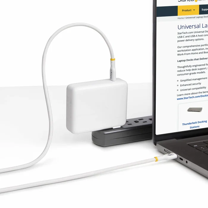 StarTech USB2EPR1MW Cable USB-C a USB-C de carga EPR 240W PD 3.1 Certificado USB-IF, 5A, 1 metro, Blanco, para portátil MacBook Pro M3