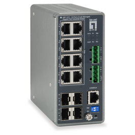 LevelOne IGP-1271 TURING Switch Industrial L3 Lite 12 Puertos, 240W PoE+, 4 SFP