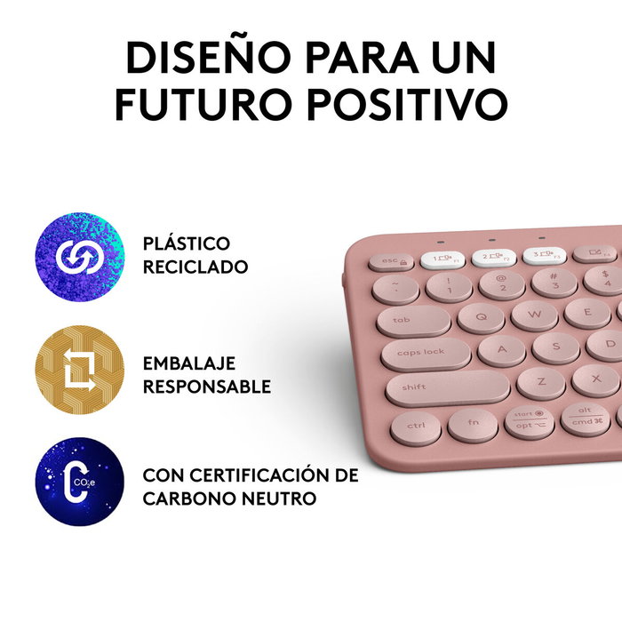 Logitech Pebble Keys 2 K380s Rosa QWERTY