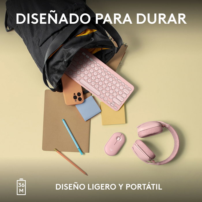 Logitech Pebble Keys 2 K380s Rosa QWERTY
