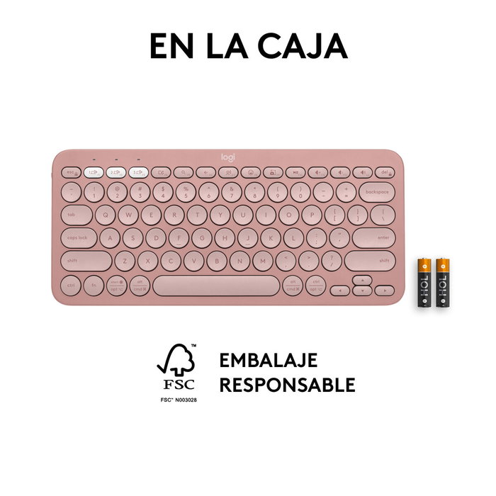 Logitech Pebble Keys 2 K380s Rosa QWERTY
