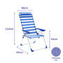 Marbueno Silla Plegable 5 Posiciones Aluminio con Cojin Rayas Azul y Blanco Playa y Piscina 69X58X110 cm 10316