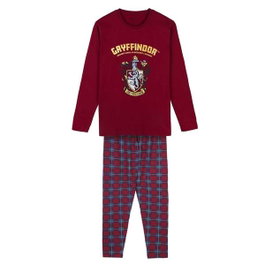 Cerdá Pijama Largo Single Jersey Harry Potter Hombre Talla XL Rojo Oscuro Adulto 17+