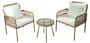 DKD Home Decor Mesa Terraza y Jardin Set de 3 Piezas, Marron Claro, 65 x 86 x 58 cm, Metal y Ratan Sintetico