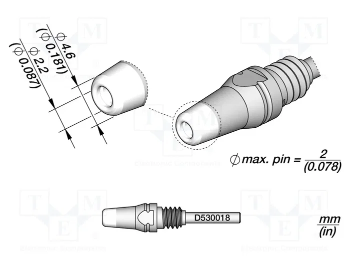 JBC TOOLS Pico para máquinas de desoldar 4,6x2,2mm JBC TOOLS Pico para máquinas de desoldar 4,6x2,2mm