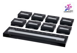 Aten VS1828KIT-AT-G - Distribuidor / Splitter HDMI 4K sobre Cat 6 de 8 Puertos en Kit, con 8 Receptores, Salida HDMI Local y POC
