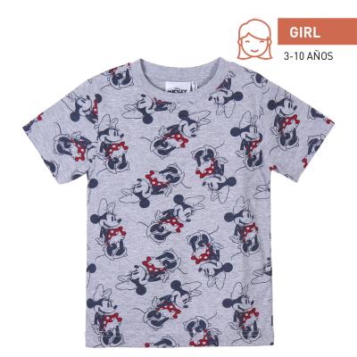 Camiseta Corta Single Jersey Punto Minnie Gris 10 Años