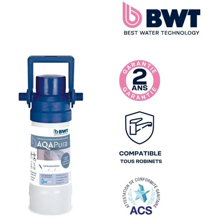 BWT Cartucho de repuesto AQA PURA, Elimina malos sabores, olores, pesticidas y metales pesados