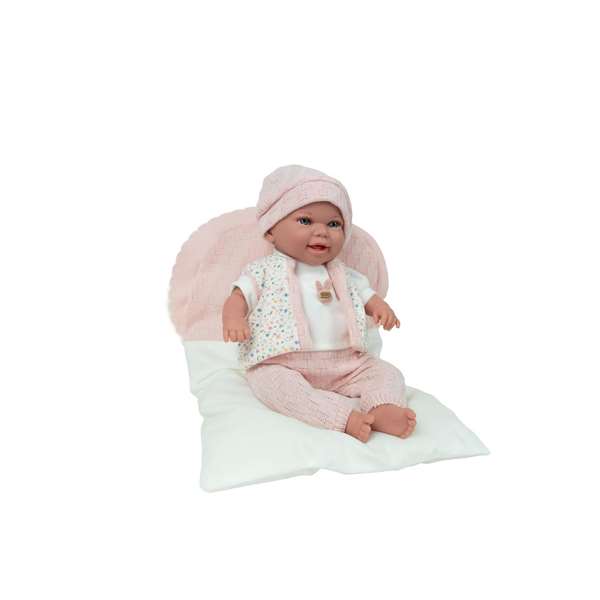 Muñecas Arias Muñeca Elegance Babyto 35 cm Rosa con Cojín, Muñeco de Peso, para niños de 3 a 99 años, Español