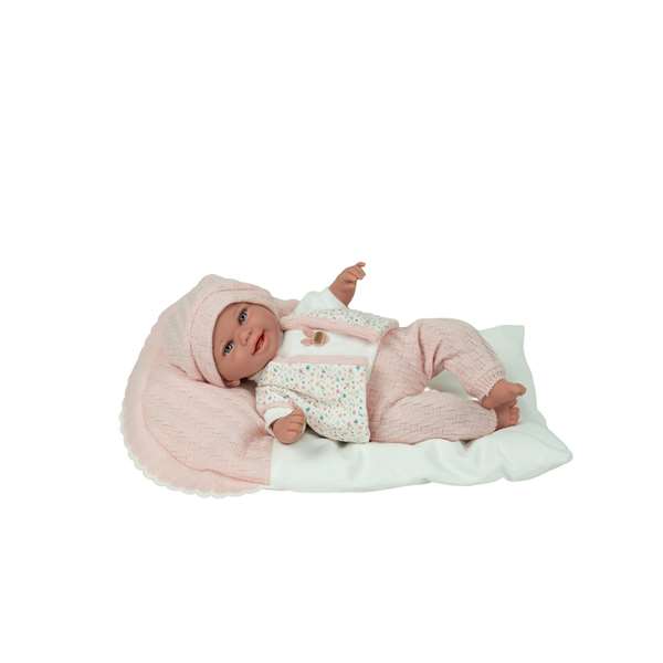 Muñecas Arias Muñeca Elegance Babyto 35 cm Rosa con Cojín, Muñeco de Peso, para niños de 3 a 99 años, Español