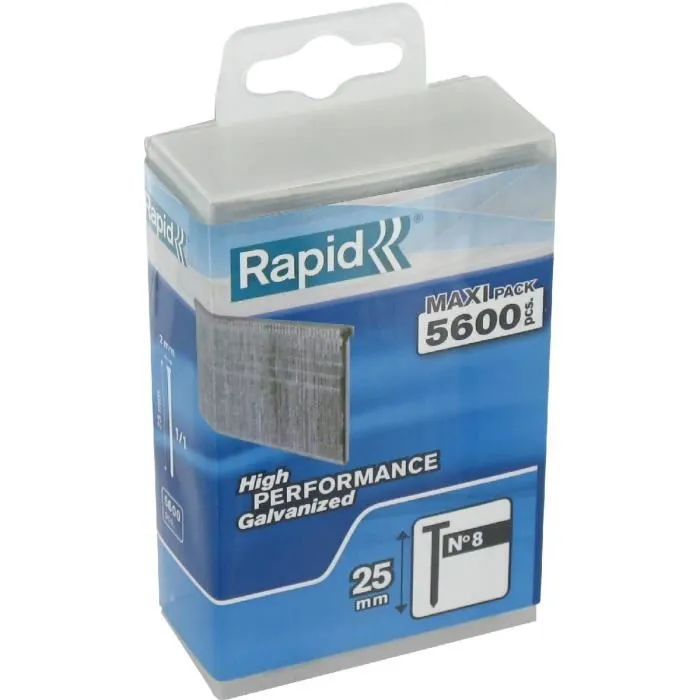 Rapid Agraf Fijaciones N.° 8 - 25 mm - 5600 fijaciones - Paquete de 100 unidades Rapid Agraf Fijaciones N.° 8 - 25 mm - 5600 fijaciones - Paquete de 100 unidades