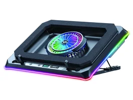 Conceptronic THYIA04B Base de refrigeración gaming RGB con soporte para móvil, Negro