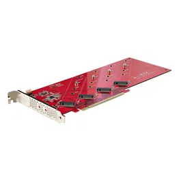 StarTech.com QUAD-M2-PCIE-CARD-B Tarjeta Adaptador M.2 PCIe 4.0 Interno Rojo 7.8 Gbit/s