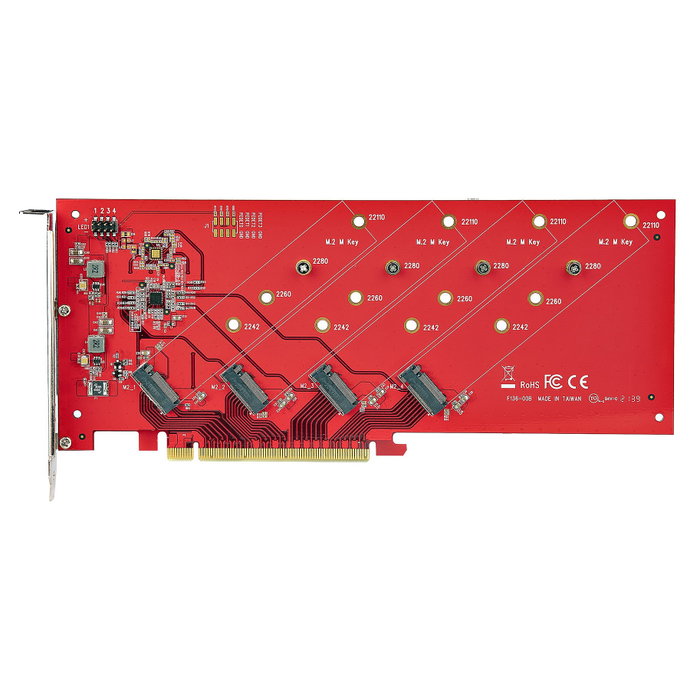 StarTech.com QUAD-M2-PCIE-CARD-B Tarjeta Adaptadora PCIe 4.0 x16 para 4 SSD M.2 NVMe o AHCI, 7.8 Gbit/s por SSD, Bifurcación PCIe