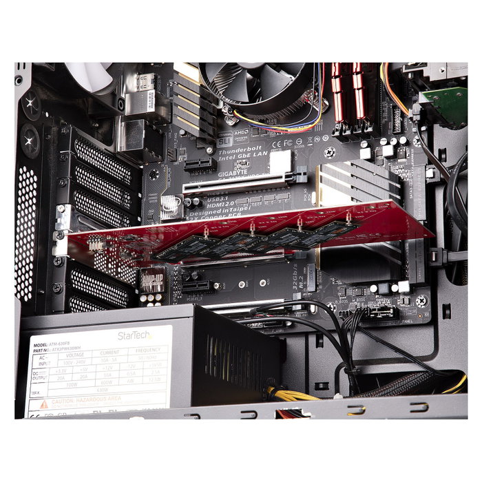 StarTech.com QUAD-M2-PCIE-CARD-B Tarjeta Adaptadora PCIe 4.0 x16 para 4 SSD M.2 NVMe o AHCI, 7.8 Gbit/s por SSD, Bifurcación PCIe
