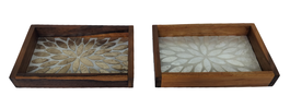 DKD Home Decor Bandeja Vaciabolsillos Teca y Capiz 20x13x3 cm