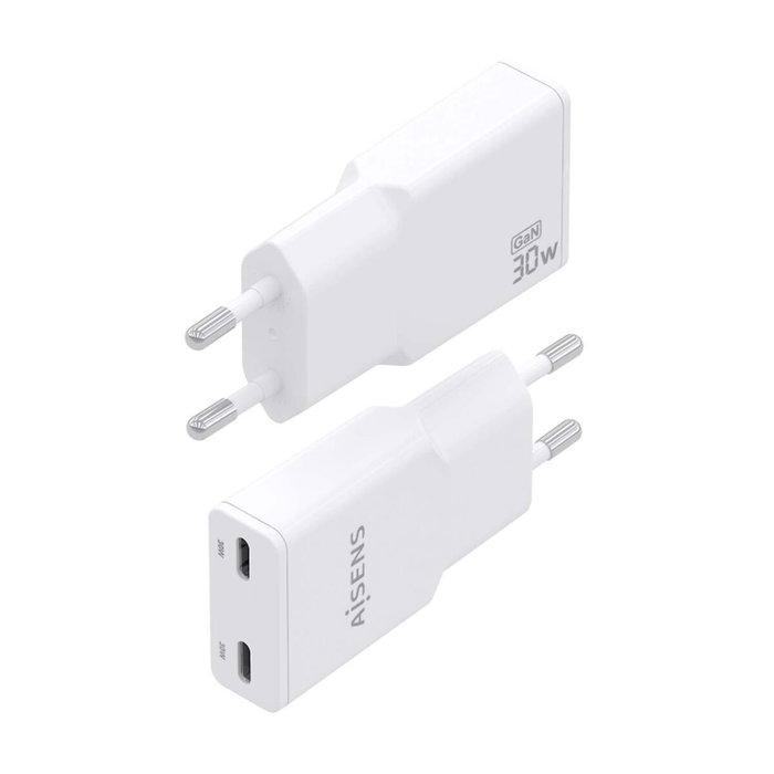 Aisens Cargador GaN 30W con 2xUSB-C Blanco ASCH-30W2P048-W Aisens Cargador GaN 30W con 2xUSB-C Blanco ASCH-30W2P048-W