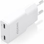 Aisens Cargador GaN 30W con 2xUSB-C Blanco ASCH-30W2P048-W