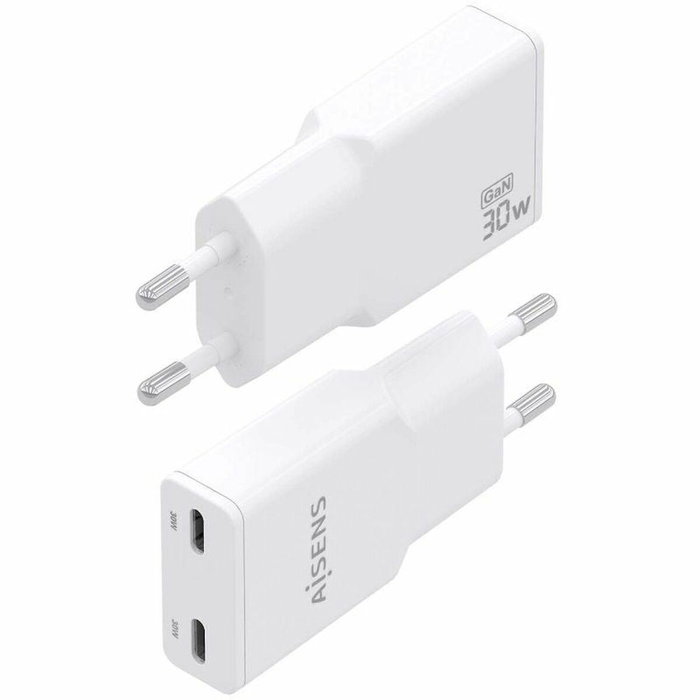 Aisens Cargador GaN 30W con 2xUSB-C Blanco ASCH-30W2P048-W Aisens Cargador GaN 30W con 2xUSB-C Blanco ASCH-30W2P048-W