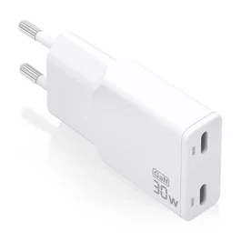 Aisens Cargador de Pared GaN 30W con 2x USB-C Blanco ASCH-30W2P048-W