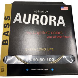 AURORA STRINGS Cuerdas de Bajo Recubiertas Gold 40-100 Nickel/Silver Nickel Made in USA Tono Brillante y Versátil