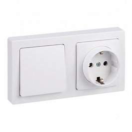 Simon Base superficie Schuko 2P+T + conmutador 16A 250V~ Simon73 Loft Blanco